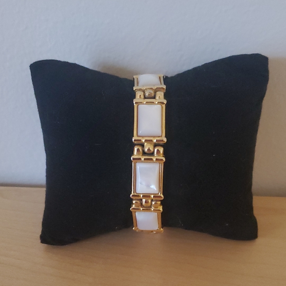 Gold- tone and White Bracelet